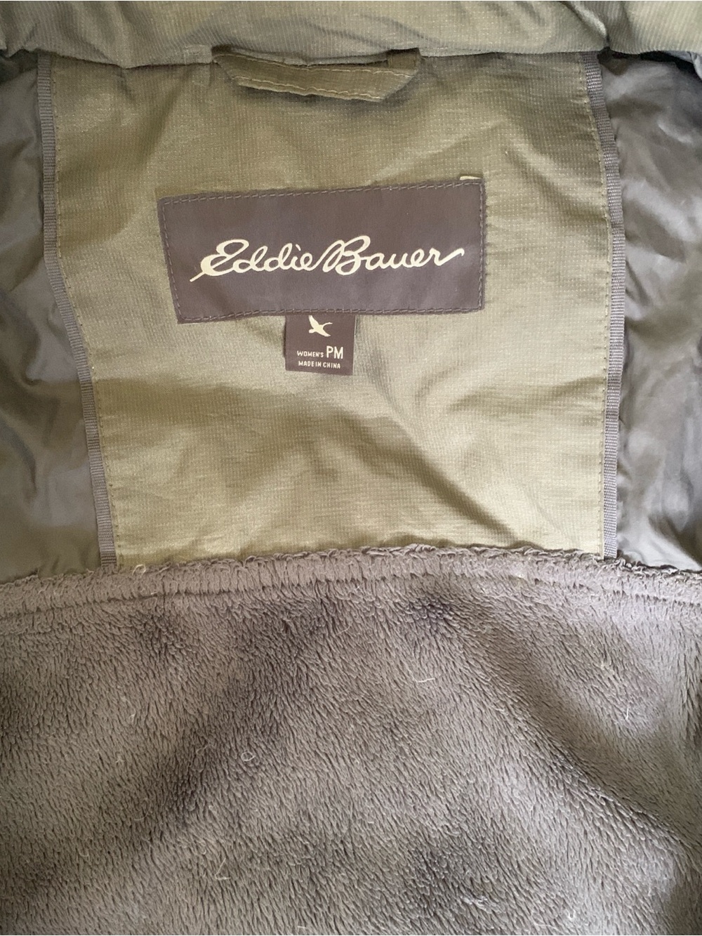 Eddie Bauer Women's Olive Long Down Puffer Jacket Quilted Waterproof. Size PM - Picture 3 of 8